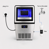 Machine à glaçons commerciale 45 kg/24h pour eau du robinet filtrée et eau en fût, avec fonction de réservation bidirectionnelle, marche/arrêt et réglage de l'heure
