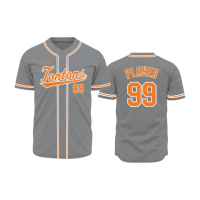 Kaos Baseball Unisex Custom Sablon Heat-Transfer Bernapas dengan Kancing, Dapat Dihiasi Nama Tim dan Nomor Jahitan Pribadi Plus
