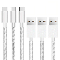 Kabel Data Pengisian Cepat USB 2.0 Tipe C 2.4A Berbahan Nilon Kepang yang Tahan Lama, Kabel Kecepatan Tinggi untuk Perangkat