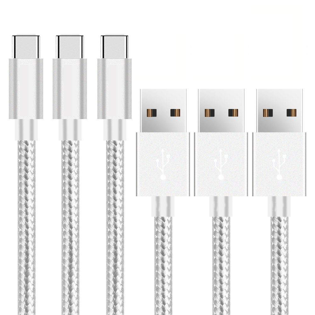 Durable Nylon Braided 2.4A USB 2.0 Type C Fast Charging Data Cable High Speed Cord for Devices