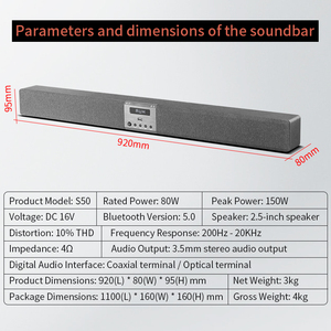 Barra de Sonido para Cine <span class=keywords><strong>en</strong></span> Casa de 2.1 Canales con Subwoofer, Sistema de Altavoces para <span class=keywords><strong>TV</strong></span> de Sala de Estar con Soporte para Función Coaxial, AUX, USB y BT - Product Image 4