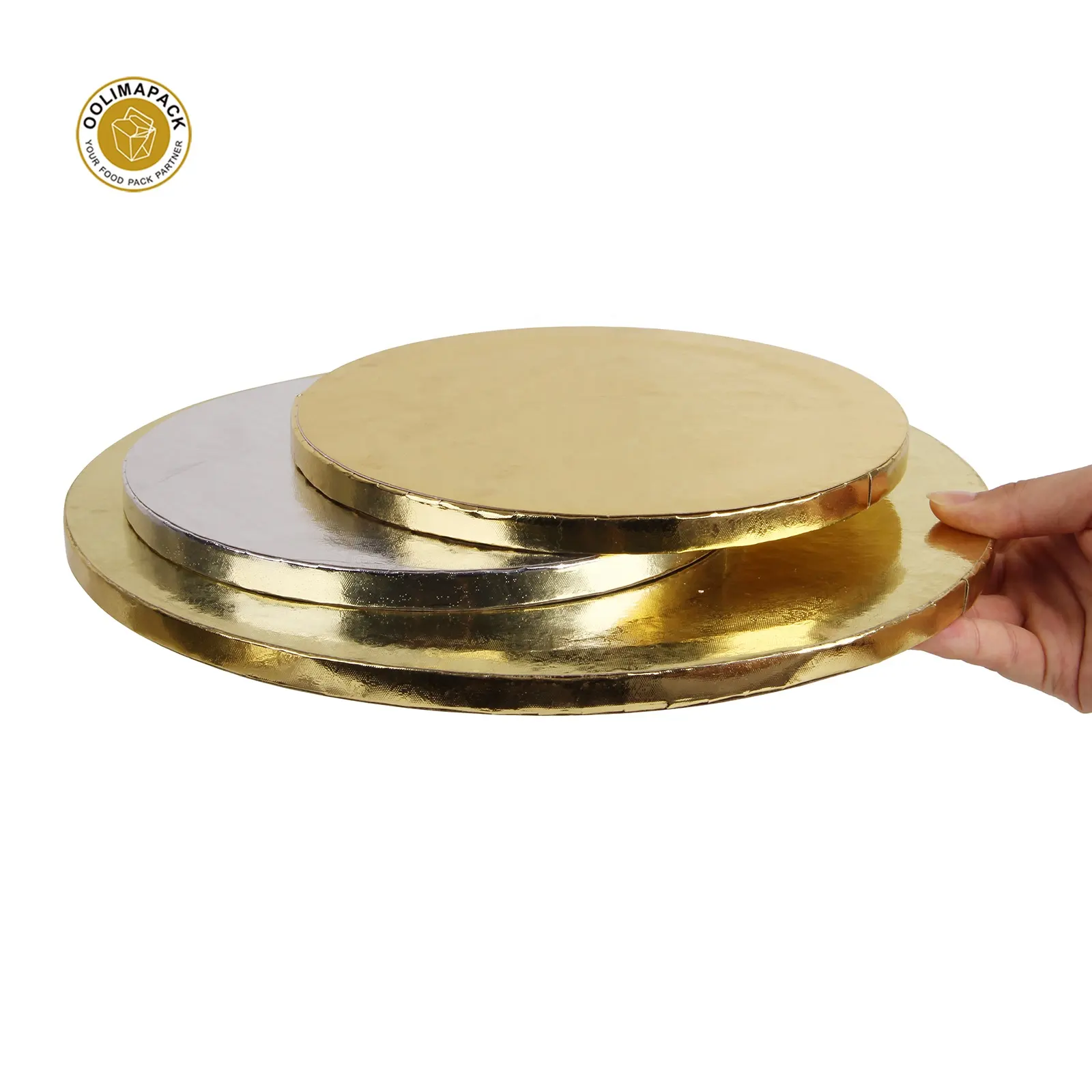 Ronde En Vierkante Gouden Folie 12Mm Dikte Golfkarton Cake Board Broodjes Drum