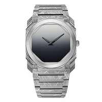 Jam Tangan Pria Mewah Model Kotak Quartz Stopwatch 45mm Dial Penunjuk Gaya Bisnis Harian Tahan Air 3BAR Konsep Wormhole