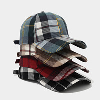 Casquette de baseball à carreaux contrastés unisexe, style vintage, décontractée, polyvalente, pour l'extérieur, tendance, automne-hiver