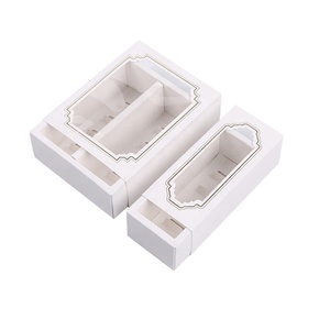 Macaroon Cardboard Sleeve Packaging Cookie Box with Clear Window Take Away Gift Cupcake Paper Cake Boxes