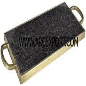 Bandeja de decoración de diseño de lujo, bandeja negra con borde de Color dorado, bandeja de comida y postre de diseño elegante, accesorios para el hogar y utensilios de cocina - Product Image 1