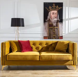Sofá de luxo amarelo com tufted estilo americano