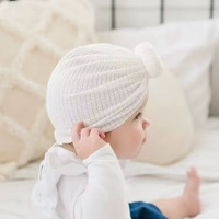 Gorro de Estilo Donut de Color Sólido con Lazo de Algodón y Poliéster, Lindo y Dulce, para Bebés, para las Cuatro Estaciones