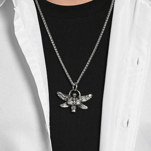 Collana Tempusort da uomo con ciondolo a forma di angelo a sei ali placcato oro 18 carati in acciaio inossidabile, gioiello alla moda per feste - Product Image 6