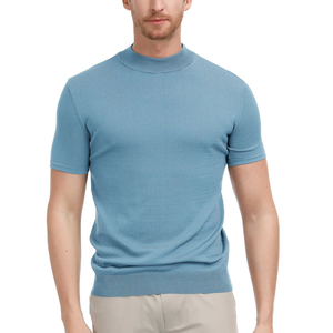 เสื้อสเวตเตอร์แขนสั้นทรงหลวมสำหรับผู้ชาย ผลิตจากผ้าถักเนื้อฝ้ายอย่างดี ดีไซน์เรียบง่ายเพื่อสไตล์ที่อบอุ่นสบายในวันอากาศดี - Product Image 3