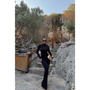 เดรสวินเทจสีดำลายดอกไม้สไตล์อิมไพร์  ปรับแต่งได้ ความยาวระดับเข่า มีซับใน สำหรับฤดูใบไม้ผลิและฤดูใบไม้ร่วง  ฟรีไซส์  สวยสง่าสไตล์วินเทจ - Product Image 4