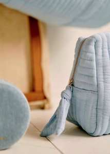 Pochette de maquillage en coton biologique doux avec <span class=keywords><strong>logo</strong></span> personnalisé pour femmes, mignonne, petite beauté de voyage, sac cosmétique en velours matelassé avec fermeture éclair, grand - Product Image 2