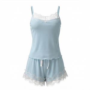 Viviblook Y26ST086 Conjunto Casual de Verano para Mujer, Nuevo Conjunto de Dos Piezas con Encaje, Sin Mangas, con Tirantes y Pantalones Cortos - Product Image 6