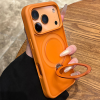 Coque de téléphone magnétique en métal avec anneau support pour iPhone 17 Pro Max, 17 Air, 16, 15 Pro, 14, 13, 12, 11 – Étui de protection arrière