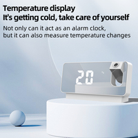 LED-Steckdosen-Thermometer mit Digitalprojektion, Wecker und Kalenderfunktion, Modernes Design, Quadratisch, ABS-Material, Elektronisch