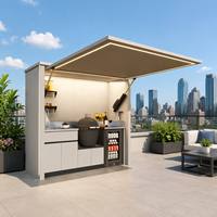 Stand commercial pour événements, cuisine extérieure intégrée, pod modulaire préfabriqué pour la vente, idéal pour les salons professionnels