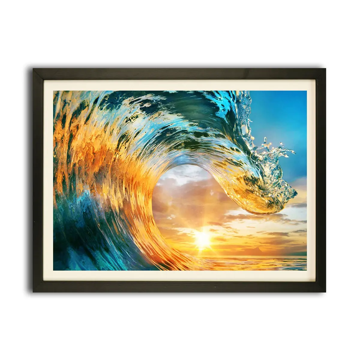 Sunrise Blue Ocean Sea Photography Pictures Art Decor Framed Waves Seascape Canvas Prints