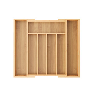 Bamboo Compartmentalized <b>Drawer</b> Organizer Rectangular Open Top With Compartments For Office Desk <b>Storage</b> - Product Image 4