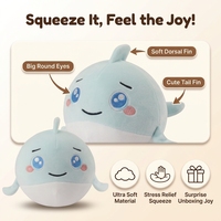 Peluche Ronde Mignonne Dauphin, Coussin Apaisant Anti-Stress, Cadeau pour Enfants, Animal en Peluche Doux, Coussin Balle Océan Bleu, Décoration de Bureau
