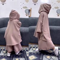 Ensemble Abaya pour Enfants Musulmans Habib, Nouveau Design, 2 Pièces, Haut à Capuche & Jupe, Vente en Gros, Vêtements Islamiques Modestes pour Enfants