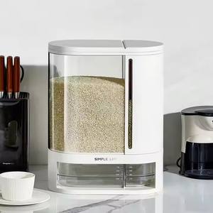 Cubo de almacenamiento de arroz de gran capacidad con partición de tapa a prueba de insectos, dispensador de alimentos de medición de flujo automático, contenedores de almacenamiento de granos - Product Image 4