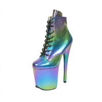 Chaussures de pole dance à talon aiguille de 20 cm, à 8 trous, couleur unie, avec lacets avant et fermeture éclair latérale en caoutchouc