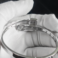 Bracelet ouvert classique en argent sterling 925 avec moissanite baguette GRA, couleur D, qualité VVS, bijoux unisexes tendance, vente chaude