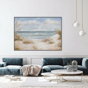 Peinture de paysage côtier calme et neutre, peinte à la main, sur toile décorative, nature morte, peintures à l'huile à suspendre - Product Image 6