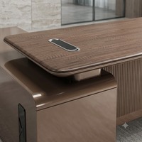 Bureau de direction moderne de luxe Aomige TL-D24B avec étagère latérale en bois, chaise en cuir et bibliothèque – Garantie 5 ans – Vente en gros