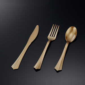 DIJOEY – Kits de couverts modernes jetables en <span class=keywords><strong>plastique</strong></span> PS argenté, écologiques, pour fêtes et mariages (cuillère, fourchette, couteau) - Product Image 5