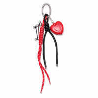EDGE Alarme de sécurité personnelle en forme de cœur, porte-clés, pendentif à pompon rouge et noir, son d'urgence puissant, breloque de sac portable pour femmes