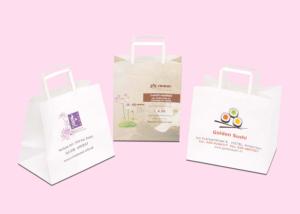Sacs en papier kraft blanc et brun personnalisés avec poignées, vente en gros par le fabricant - Product Image 4