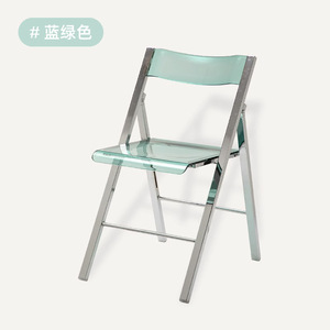 Sedia Pieghevole Trasparente Moderna con Schienale in Acrilico e Telaio in Metallo, Sedia Salvaspazio per Sala da Pranzo e <span class=keywords><strong>Soggiorno</strong></span> - Product Image 4