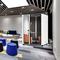Cabine de réunion insonorisée mobile avec structure en aluminium durable pour 2 personnes, design moderne écologique, utilisation modulaire en entrepôt