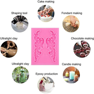 European Style Embossed Fondant Mold 8 Pieces Pink Rectangle Cake Decorating Tool For Baking Chocolate Cake Border - Product Image 4
