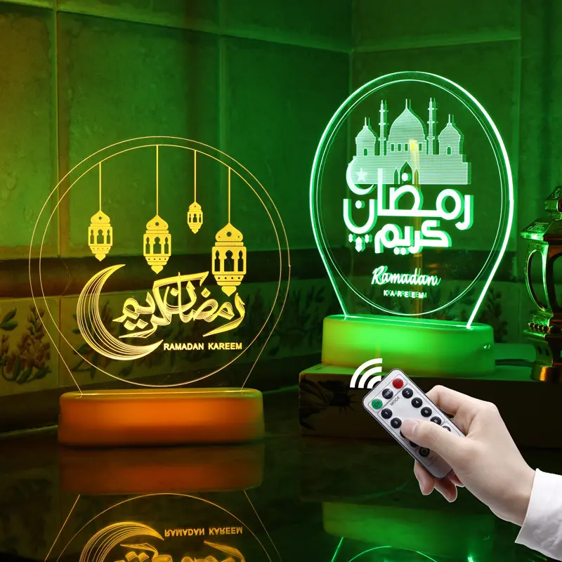 Ramazan Kareem süslemeleri LED ışıkları Eid Mubarak 3D ışık