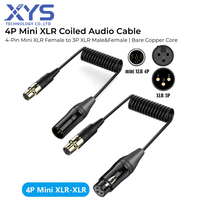 Câble enroulé personnalisé, adaptateur XLR mâle 3 broches vers Mini XLR femelle 4 broches, blindage tressé, gaine en PVC pour microphone, haut-parleur, équipement audio