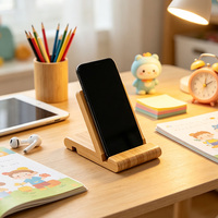Support de téléphone en bambou personnalisé pour bureau, idéal pour les personnes paresseuses, adapté aux rangements de bureau et aux bureaux à domicile