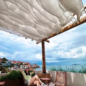 Voilages de <span class=keywords><strong>plafond</strong></span> éoliens H816 en gaze bleue pour hôtels, restaurants extérieurs, fermes, gîtes, zones scéniques et espaces d'accueil, en tissu gaze décoratif - Product Image 4