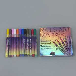 Juego de Bolígrafos de Arte para Uñas de Alta Calidad, 12 Colores, 0.5mm, Secado Rápido, Esmalte de Uñas en Gel, Acrílico, Marcador de Arte en Color Sólido 3D - Product Image 5