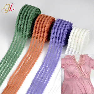 Kustom multiwarna 55mm dekorasi renda Picot elastis anyaman jaring elastis pita elastis untuk menjahit - Product Image 1