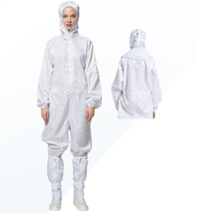 Mono antiestático ESD, ropa de protección para sala limpia con cuello levantado, ropa de seguridad de poliéster con rayas rectas - Product Image 1