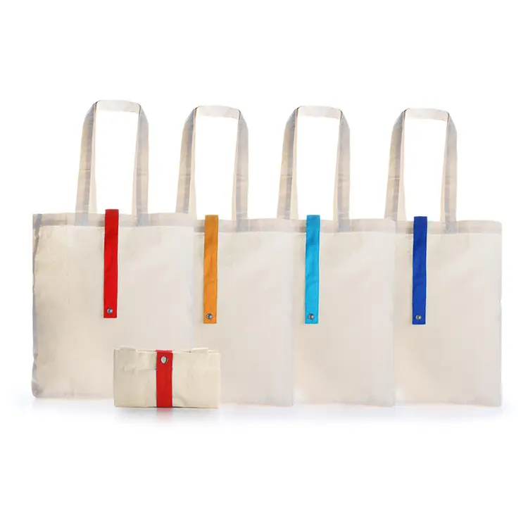 Bolsa de lona dobrável ecológica, sacola reutilizável de algodão para compras
