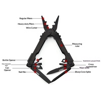 Pince multifonction pliable en acier inoxydable, tournevis, règle, stylo, outil de survie pour le camping et les activités de plein air