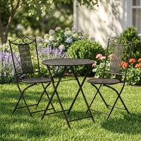 Nouvel ensemble de meubles de jardin en fer rustique antique noir vintage pour balcon, terrasse, chaise, table, 3 pièces, décoration