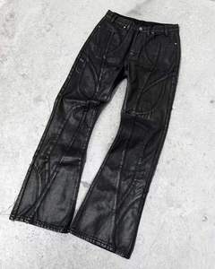 กางเกงยีนส์ทรงบูทคัทผู้ชายคุณภาพสูง เอวสูง ทรงปกติ สไตล์สตรีทแวร์ วินเทจ ทรงสลิม สำหรับฤดูหนาว ODM สีดำฟอก - Product Image 1