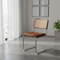 Chaise en rotin de style rétro moderne dossier en bois massif meubles de salle à manger commerciaux créatifs pour la maison de ferme minimaliste en PU PC