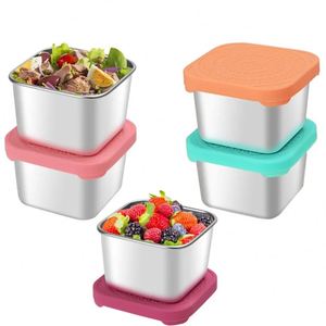 Precio de Fábrica, Recipientes para Snacks de Acero Inoxidable de 60/180 ml, Tazas para Salsas, Recipientes para Almacenar Alimentos con Tapas de Silicona - Product Image 1