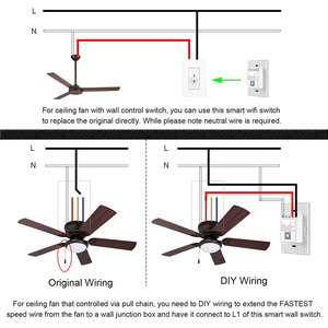 Ledeast FS01-US tuya wifi thông minh quạt trần chuyển đổi cảm ứng điều khiển hỗ trợ lệnh bằng giọng nói với Alexa và Google cuộc sống thông minh - Product Image 3