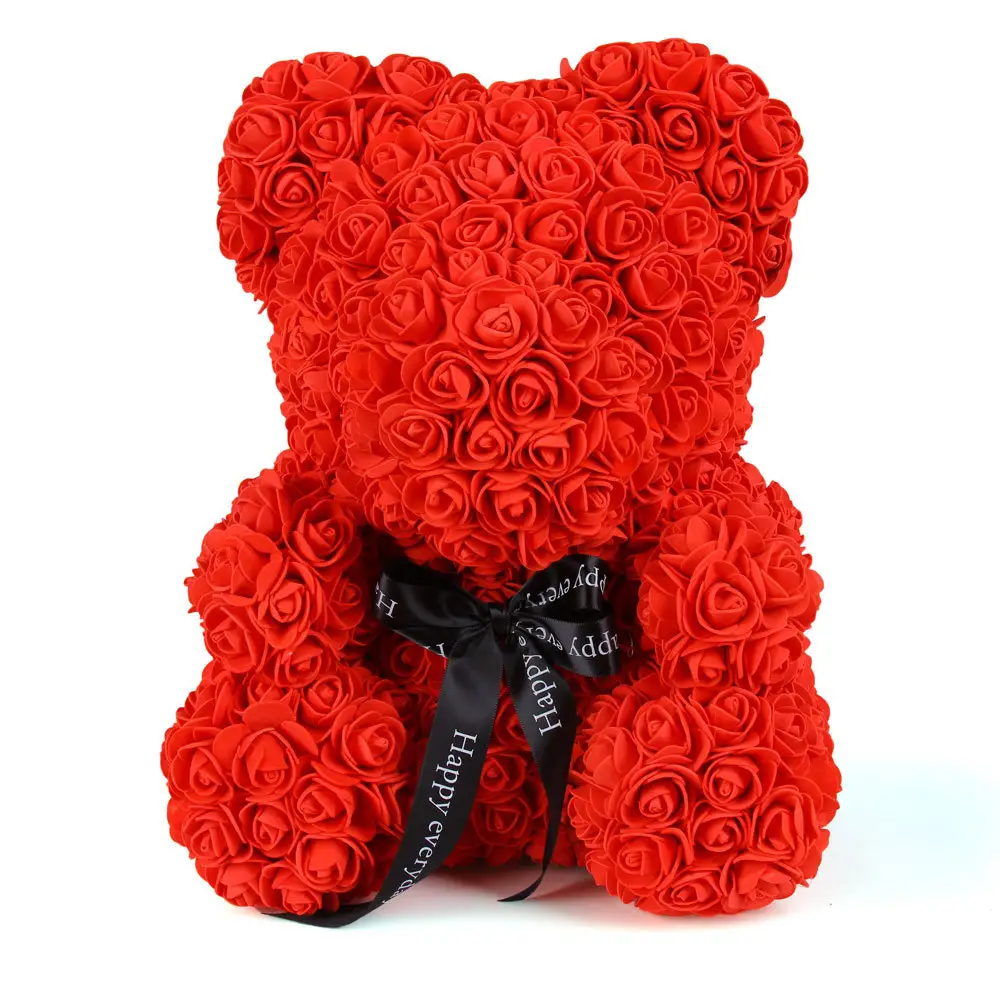 Urso de pelúcia artificial, rosa feita à mão, flores artificiais, urso, presente, boneca de urso